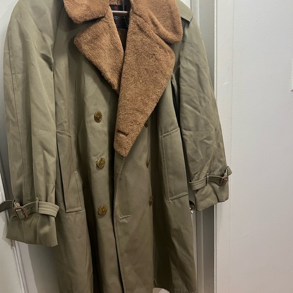 Vtg Invertere Coat Mens Sz 44 medium Olive green trench  Over Alpaca - Picture 7 of 8